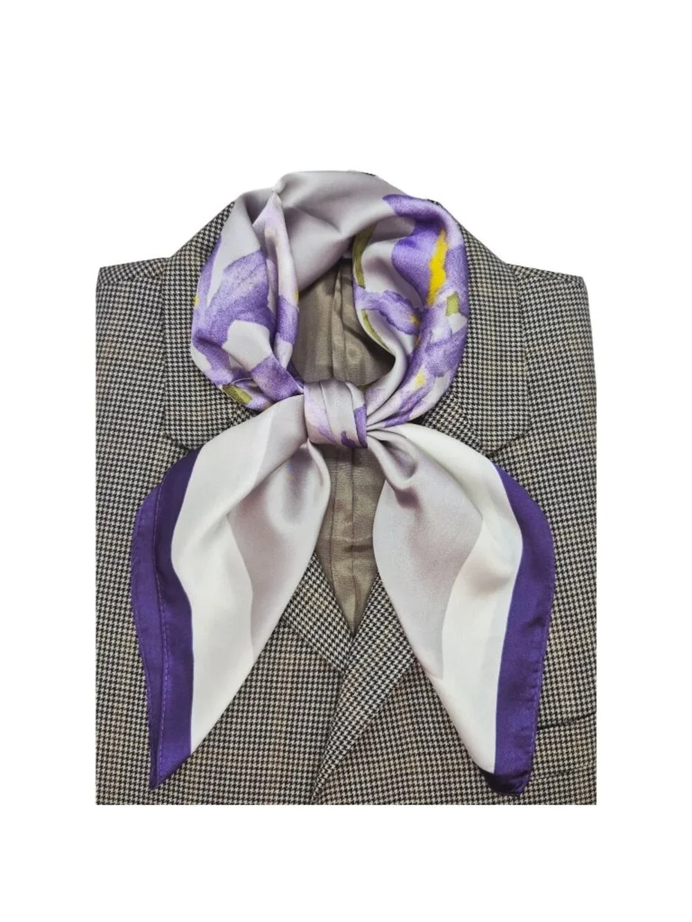✨Silky Satin Square Scarf Luxury Accessory Floral Iris Purple Bandana Head Neck✨